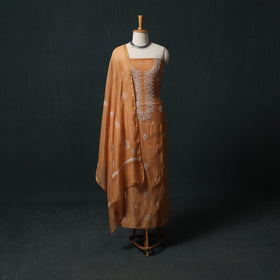 Mul Chanderi Semi Stitched Hand Embroidered 2pc Chikankari Kurta Set 07