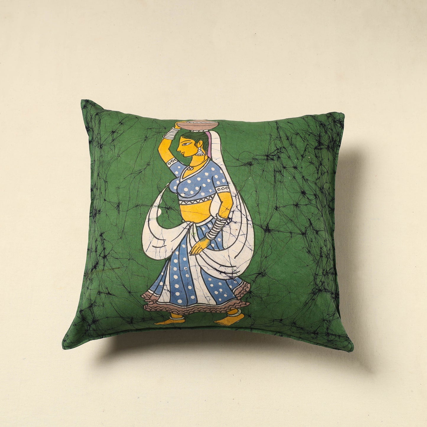 Green - Pure Cotton Hand Batik Cushion Cover (18 x 18 in) 59