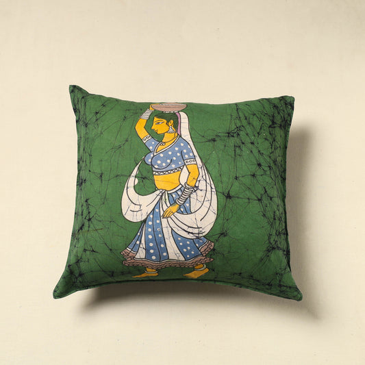 Green - Pure Cotton Hand Batik Cushion Cover (18 x 18 in) 59