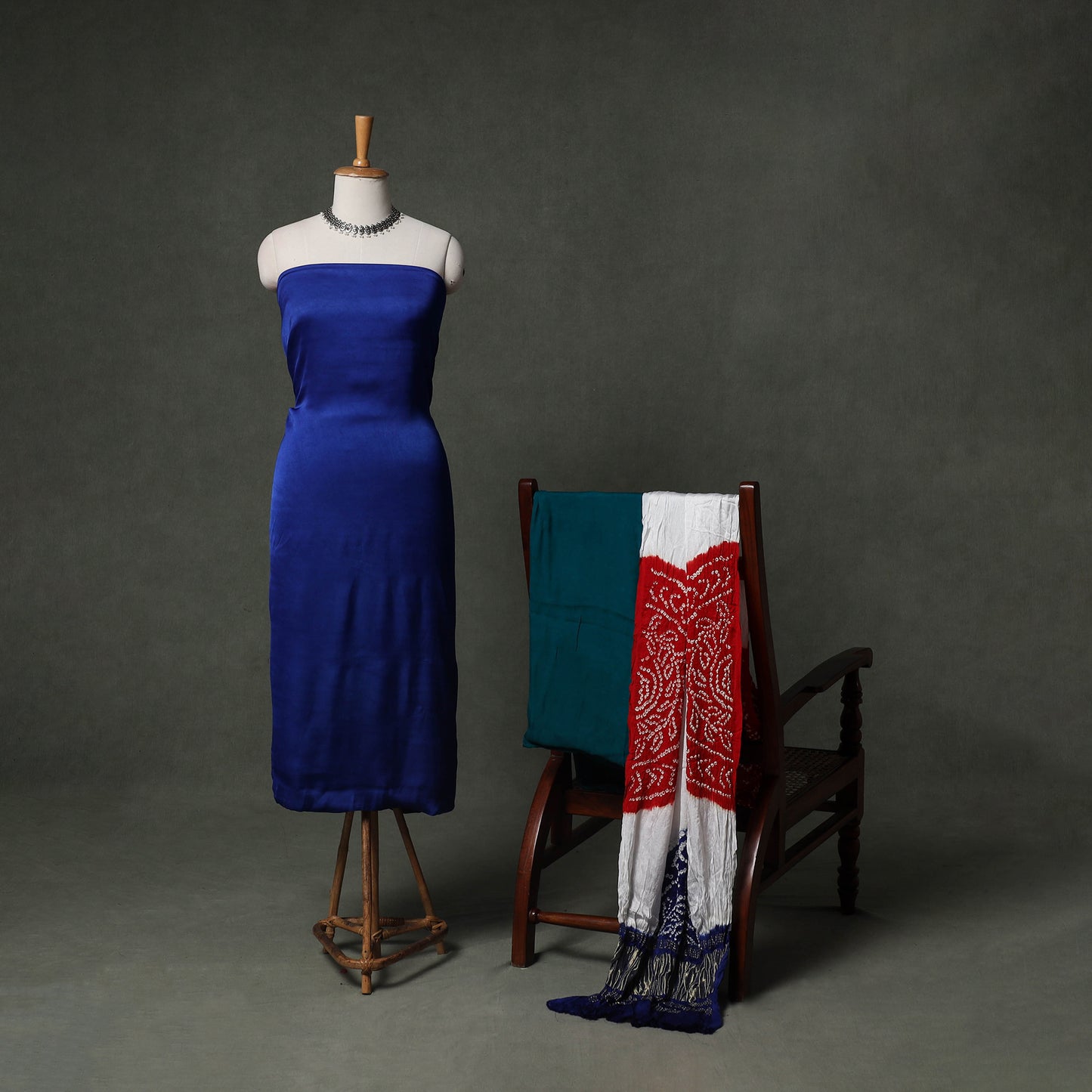 Kutch Bandhani Tie-Dye Modal Silk Unstitched Dress Material Suit Set 29
