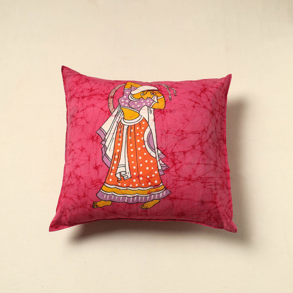 Pink - Pure Cotton Hand Batik Cushion Cover (18 x 18 in) 61