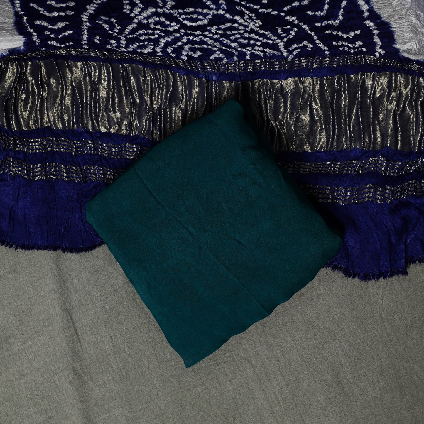 Kutch Bandhani Tie-Dye Modal Silk Unstitched Dress Material Suit Set 29