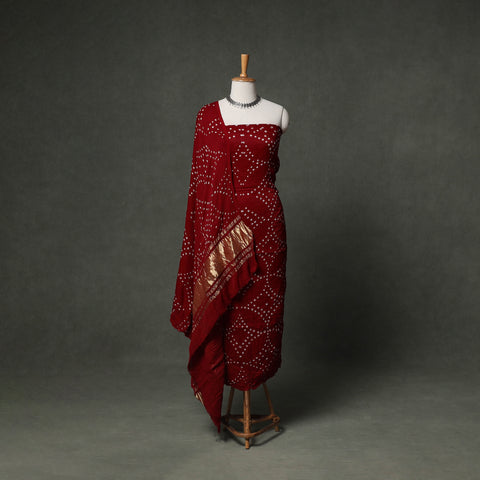 Kutch Bandhani Tie-Dye Modal Silk Unstitched Dress Material Suit Set 30
