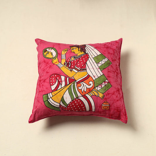 Pink - Pure Cotton Hand Batik Cushion Cover (18 x 18 in) 62