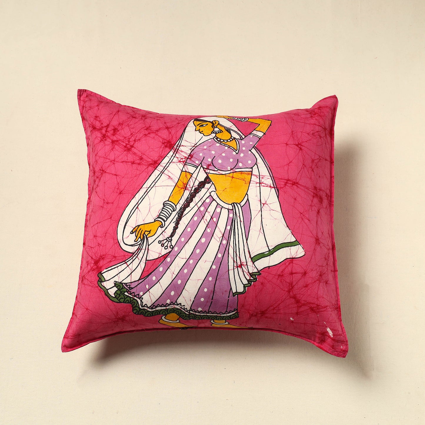 Pink - Pure Cotton Hand Batik Cushion Cover (18 x 18 in) 63