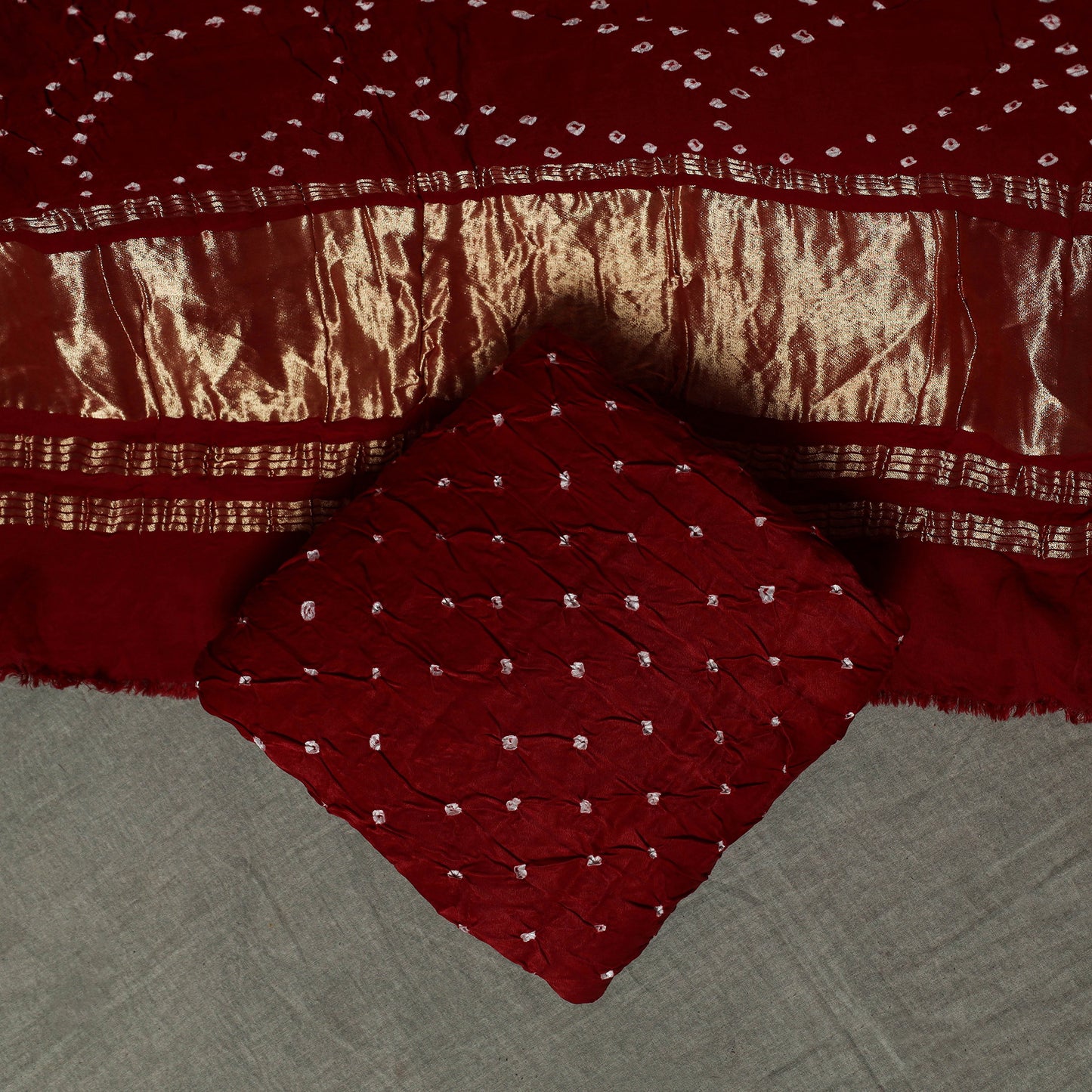 Kutch Bandhani Tie-Dye Modal Silk Unstitched Dress Material Suit Set 30