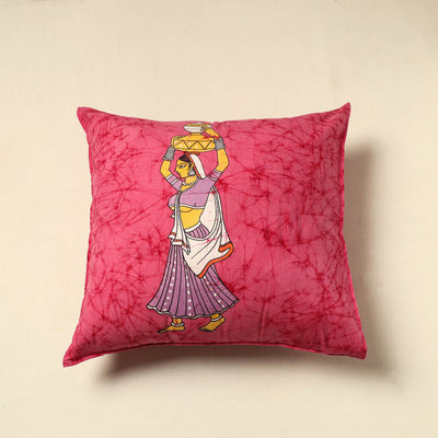 Pink - Pure Cotton Hand Batik Cushion Cover (18 x 18 in) 67