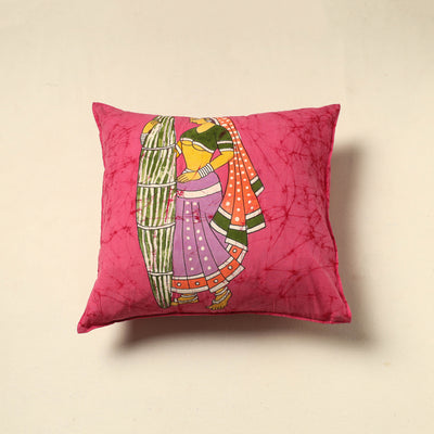 Pink - Pure Cotton Hand Batik Cushion Cover (18 x 18 in) 68