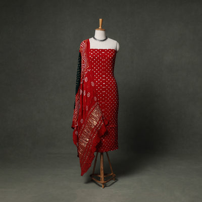 Kutch Bandhani Tie-Dye Modal Silk Unstitched Dress Material Suit Set 31