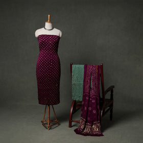 Kutch Bandhani Tie-Dye Modal Silk Unstitched Dress Material Suit Set 32