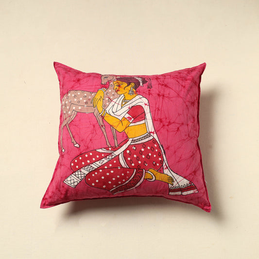 Pink - Pure Cotton Hand Batik Cushion Cover (18 x 18 in) 69