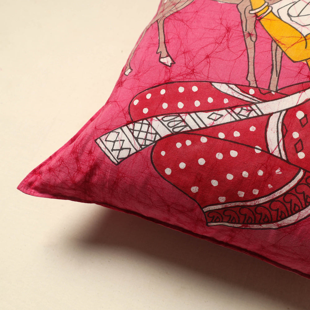 Pink - Pure Cotton Hand Batik Cushion Cover (18 x 18 in) 69