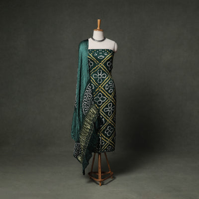 Kutch Bandhani Tie-Dye Modal Silk Unstitched Dress Material Suit Set 34