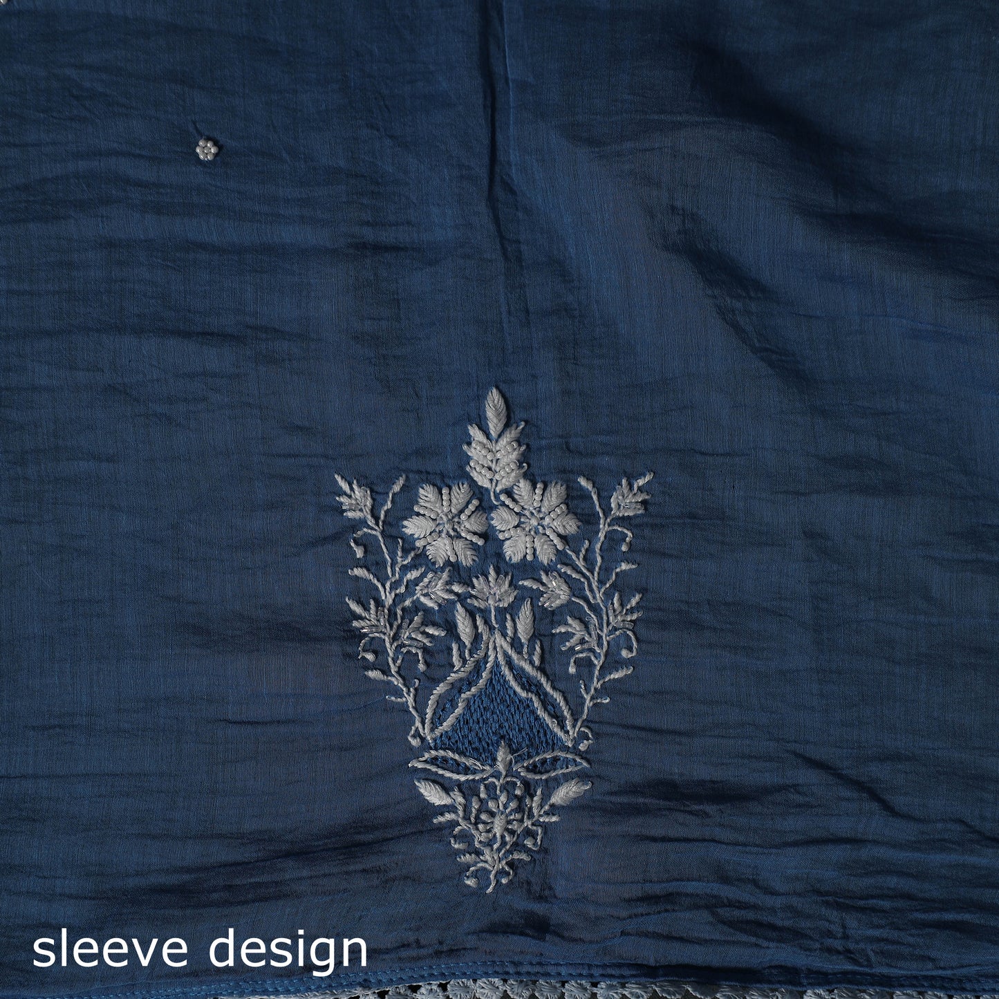 Mul Chanderi Chikankari Hand Embroidered Beadwork Semi Stitched Kaftan (Long) 12