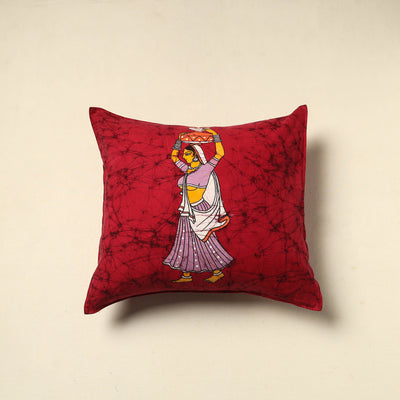 Red - Pure Cotton Hand Batik Cushion Cover (18 x 18 in) 77