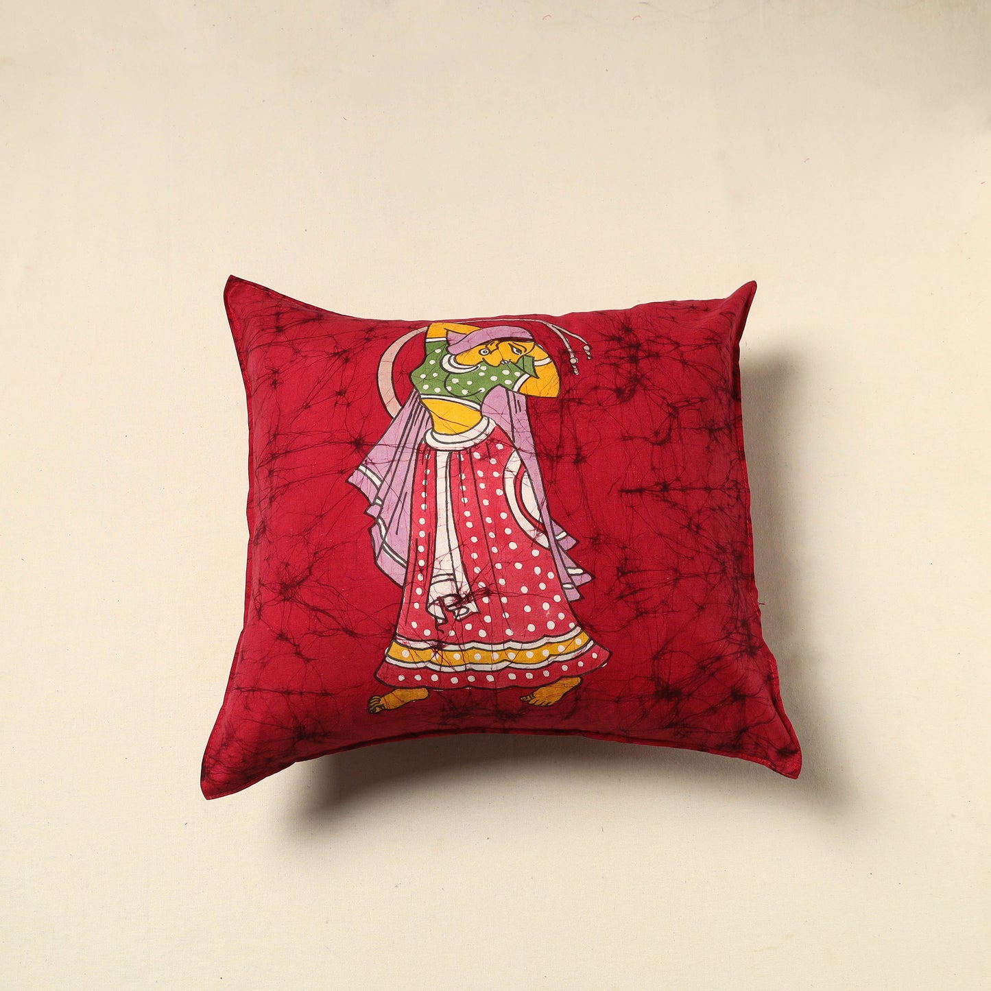 Red - Pure Cotton Hand Batik Cushion Cover (18 x 18 in) 79