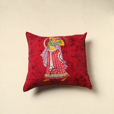 Red - Pure Cotton Hand Batik Cushion Cover (18 x 18 in) 79