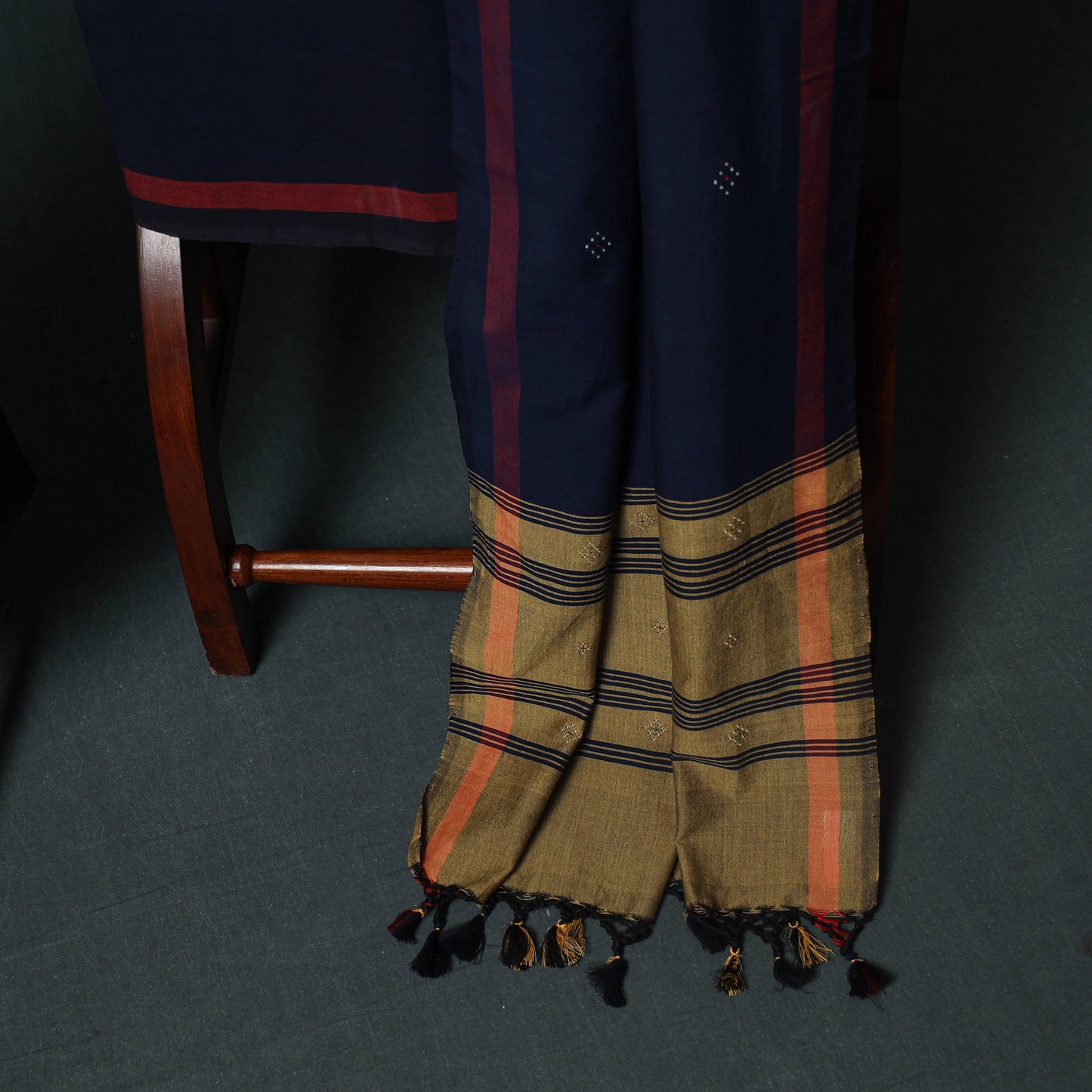 Handwoven Tangaliya Cotton 3pc Unstitched Dress Material Suit Set 01