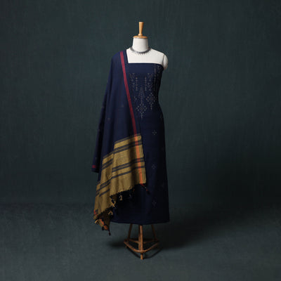 Handwoven Tangaliya Cotton 3pc Unstitched Dress Material Suit Set 01