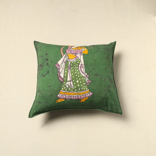 Green - Pure Cotton Hand Batik Cushion Cover (18 x 18 in) 81