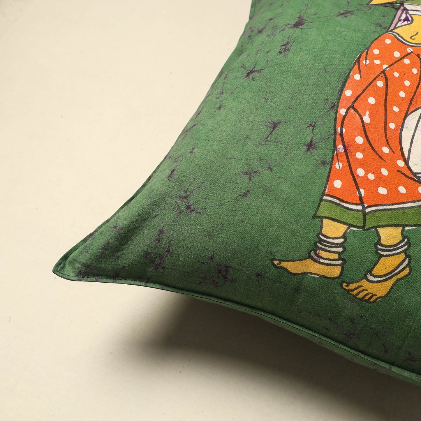 Green - Pure Cotton Hand Batik Cushion Cover (18 x 18 in) 84