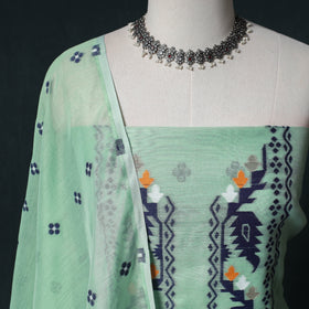 Phulia Jamdani Silk Cotton 2pc Unstitched Dress Material Kurta Set 01