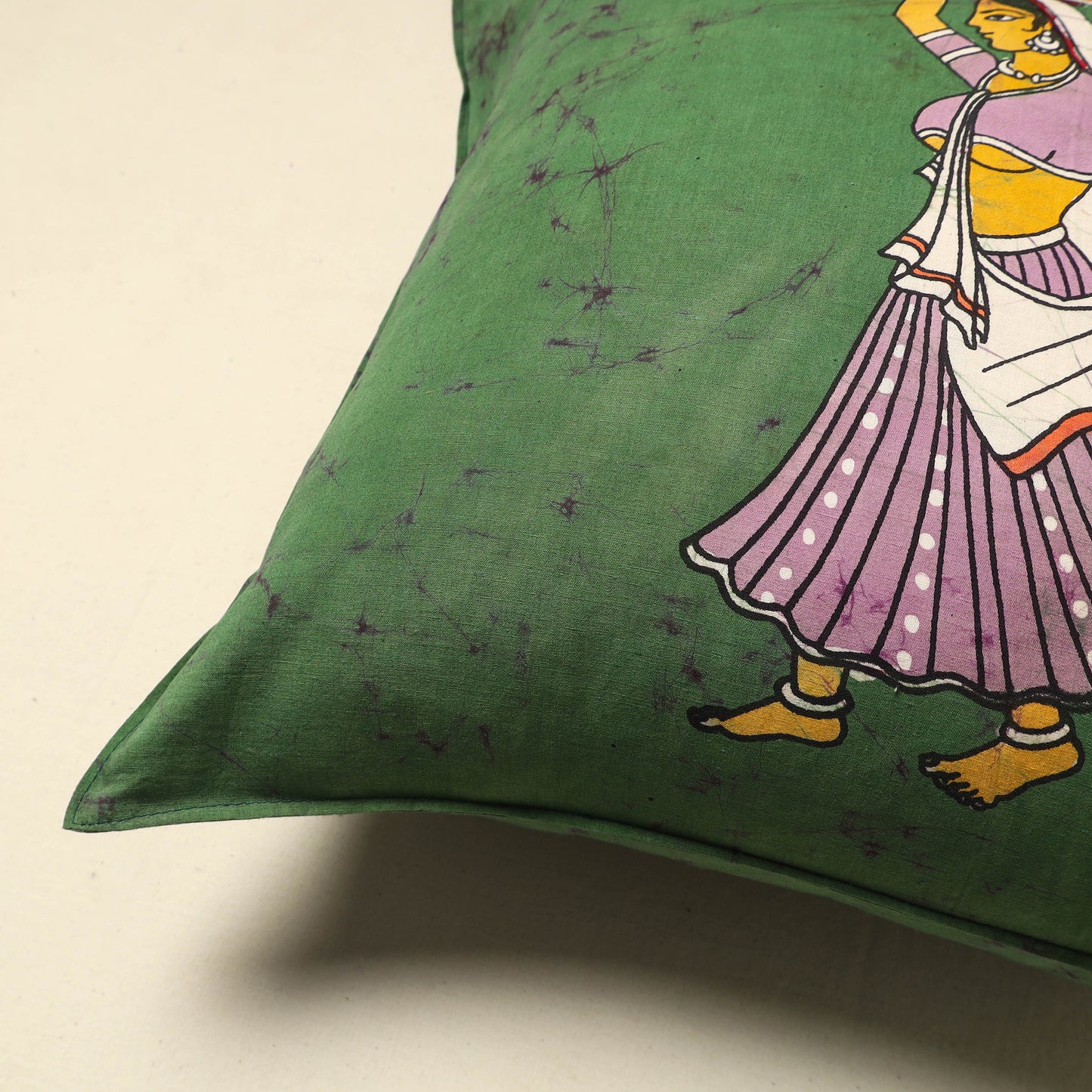 Green - Pure Cotton Hand Batik Cushion Cover (18 x 18 in) 85