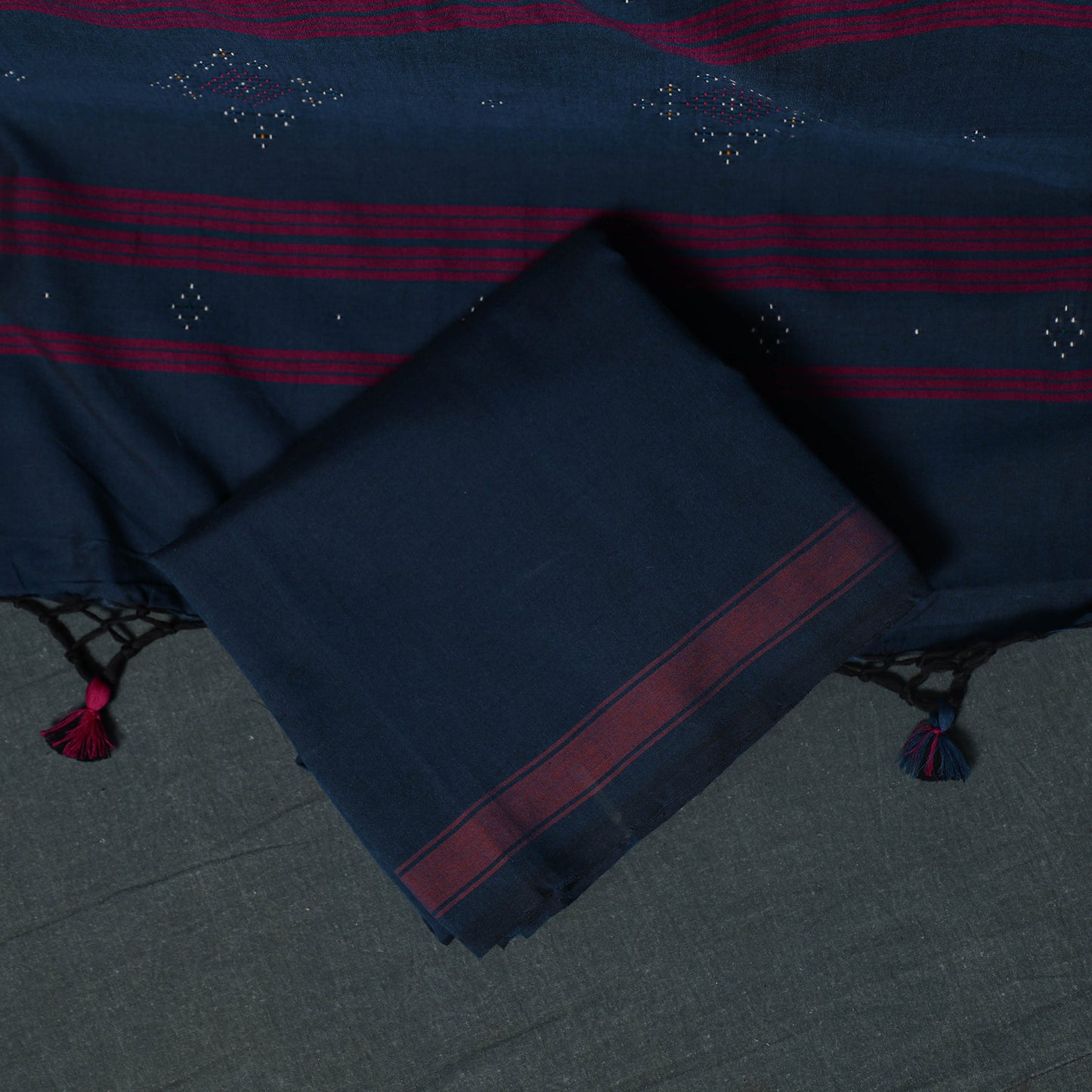 Handwoven Tangaliya Cotton 3pc Unstitched Dress Material Suit Set 04