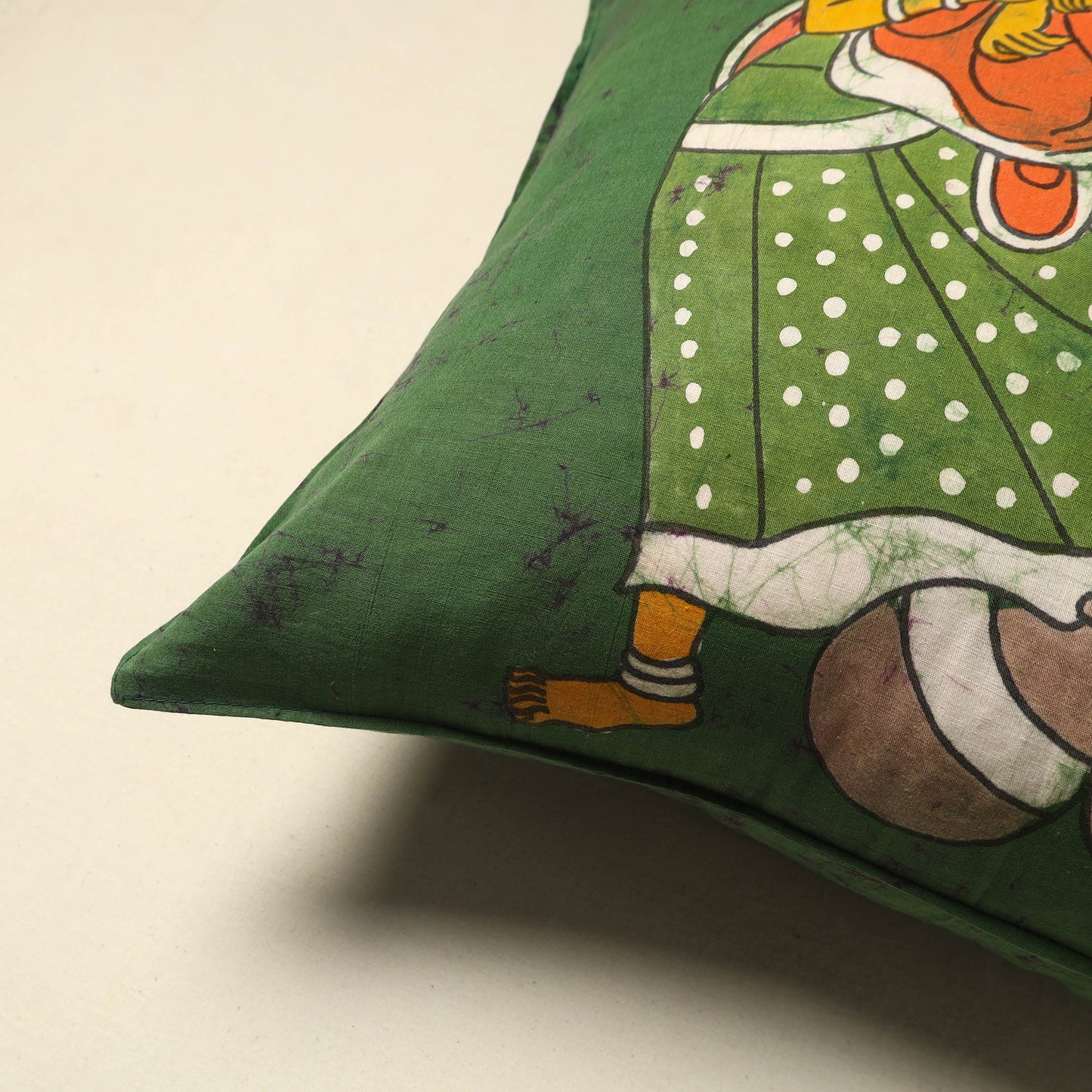 Green - Pure Cotton Hand Batik Cushion Cover (18 x 18 in) 89