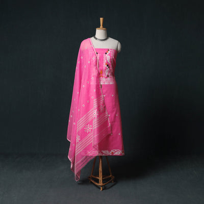 Phulia Jamdani Silk Cotton 2pc Unstitched Dress Material Kurta Set 03