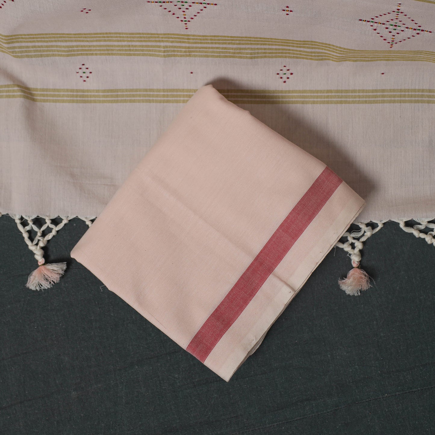 Handwoven Tangaliya Cotton 3pc Unstitched Dress Material Suit Set 05