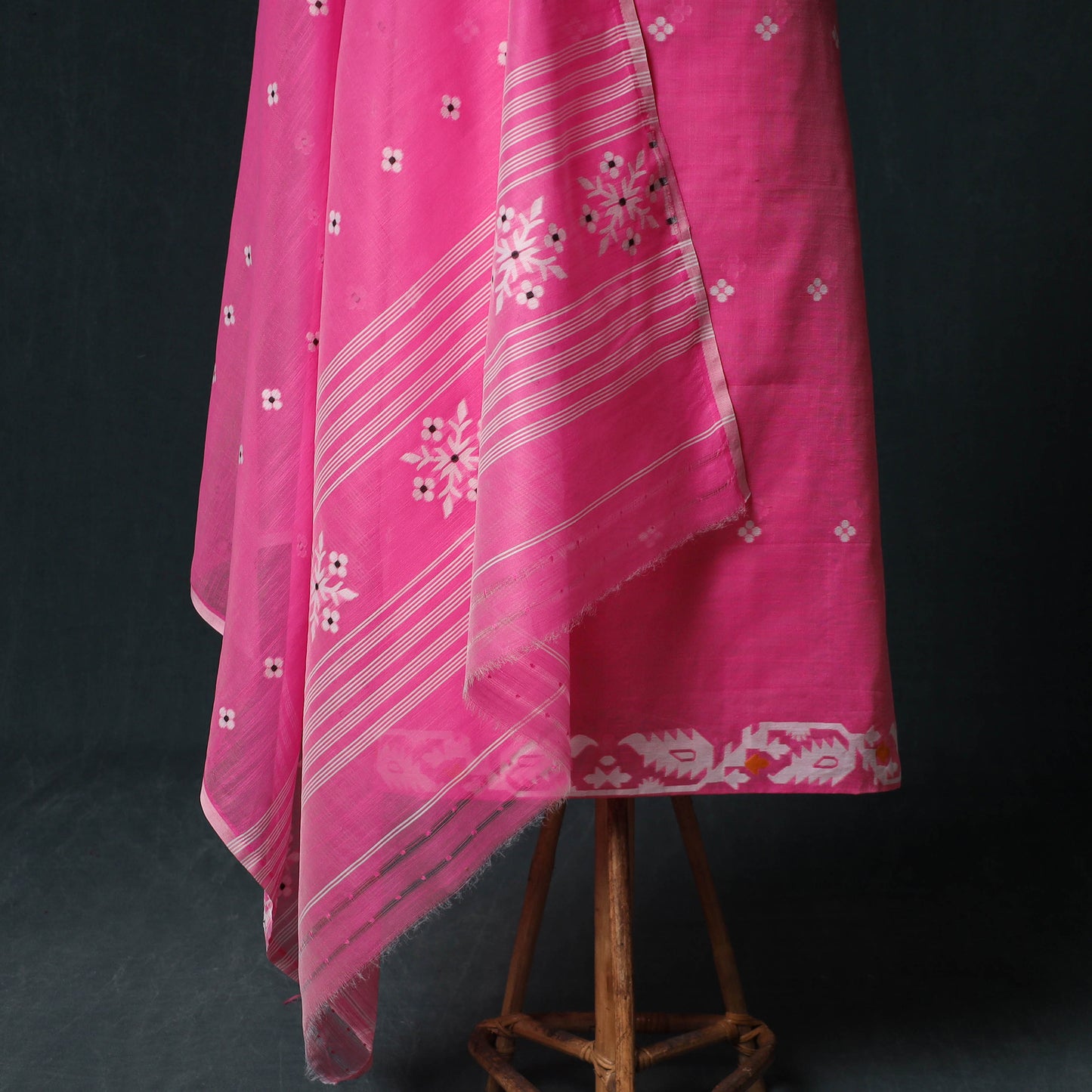 Phulia Jamdani Silk Cotton 2pc Unstitched Dress Material Kurta Set 03