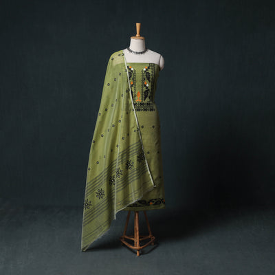 Phulia Jamdani Silk Cotton 2pc Unstitched Dress Material Kurta Set 04