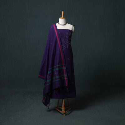 Handwoven Tangaliya Cotton 3pc Unstitched Dress Material Suit Set 07