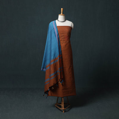 Handwoven Tangaliya Cotton 3pc Unstitched Dress Material Suit Set 08