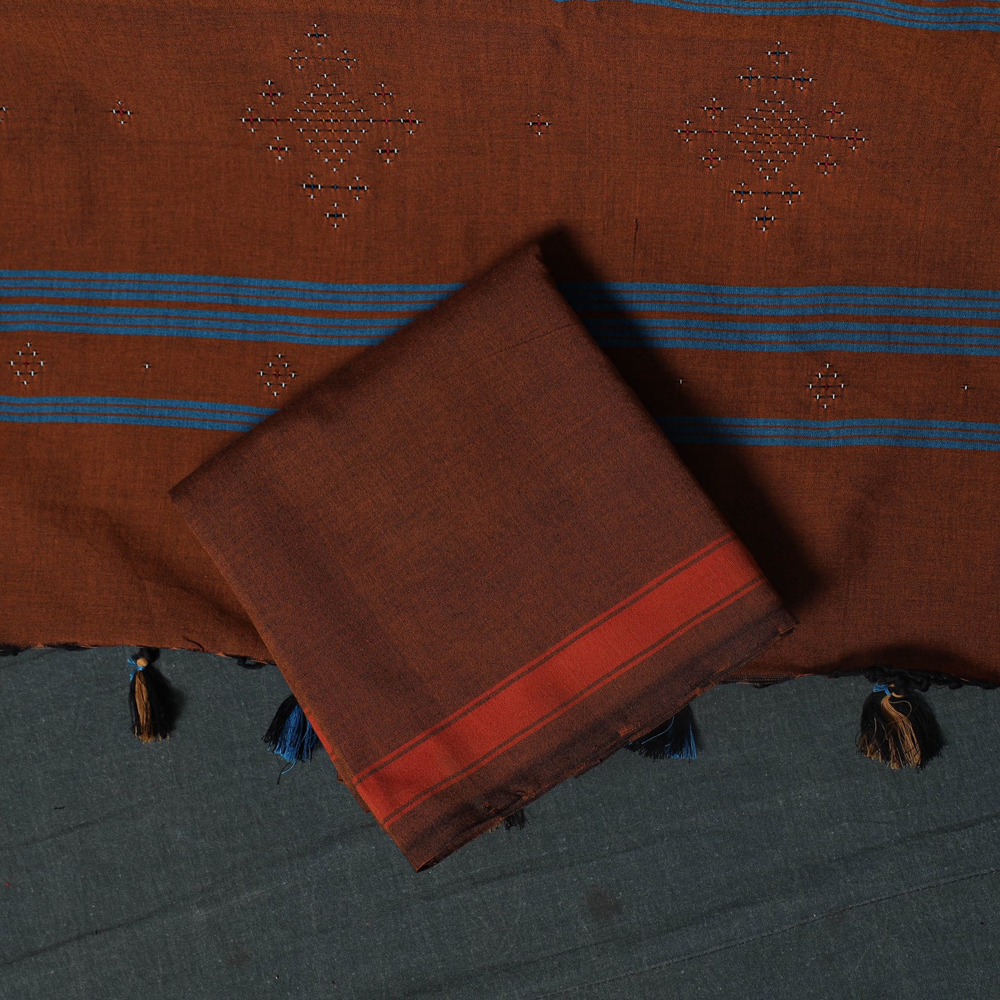 Handwoven Tangaliya Cotton 3pc Unstitched Dress Material Suit Set 08