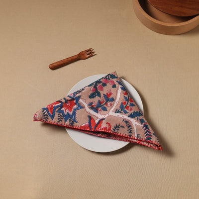 Floral Block Print Cotton Hand Embroidery Table Napkin 07