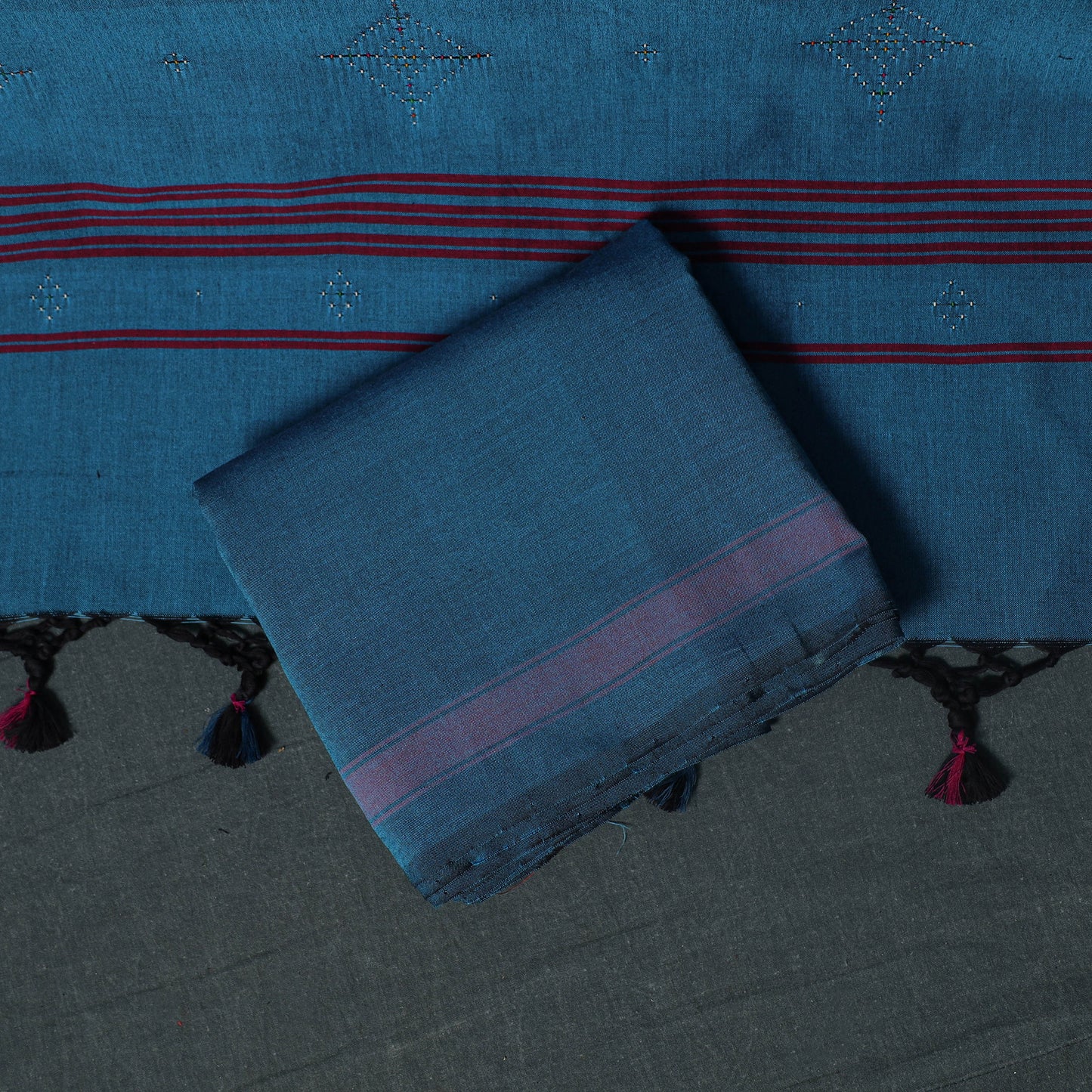 Handwoven Tangaliya Cotton 3pc Unstitched Dress Material Suit Set 09