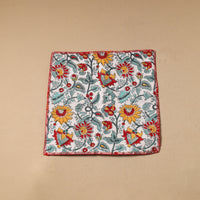 Floral Block Print Cotton Hand Embroidery Table Napkin 08