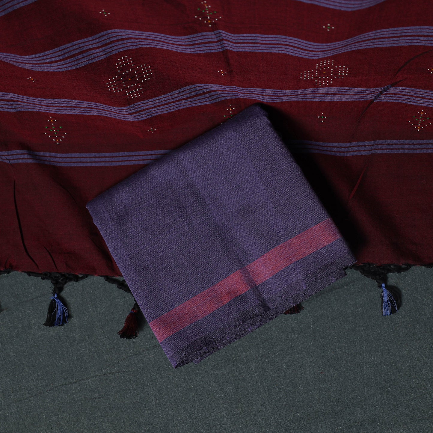 Handwoven Tangaliya Cotton 3pc Unstitched Dress Material Suit Set 10