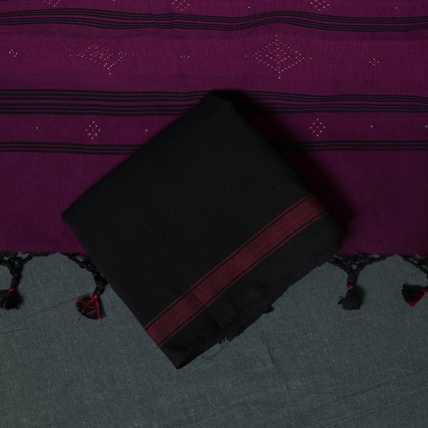 Handwoven Tangaliya Cotton 3pc Unstitched Dress Material Suit Set 11