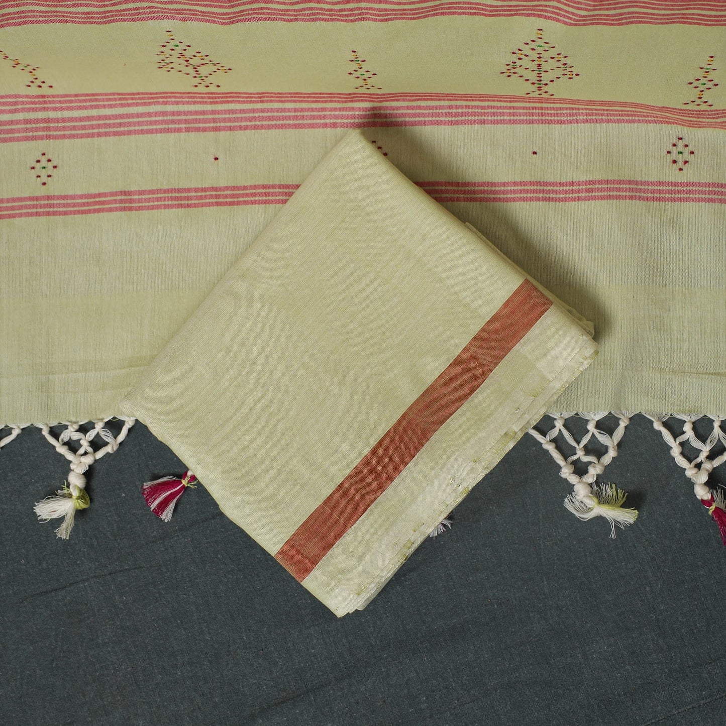 Handwoven Tangaliya Cotton 3pc Unstitched Dress Material Suit Set 13