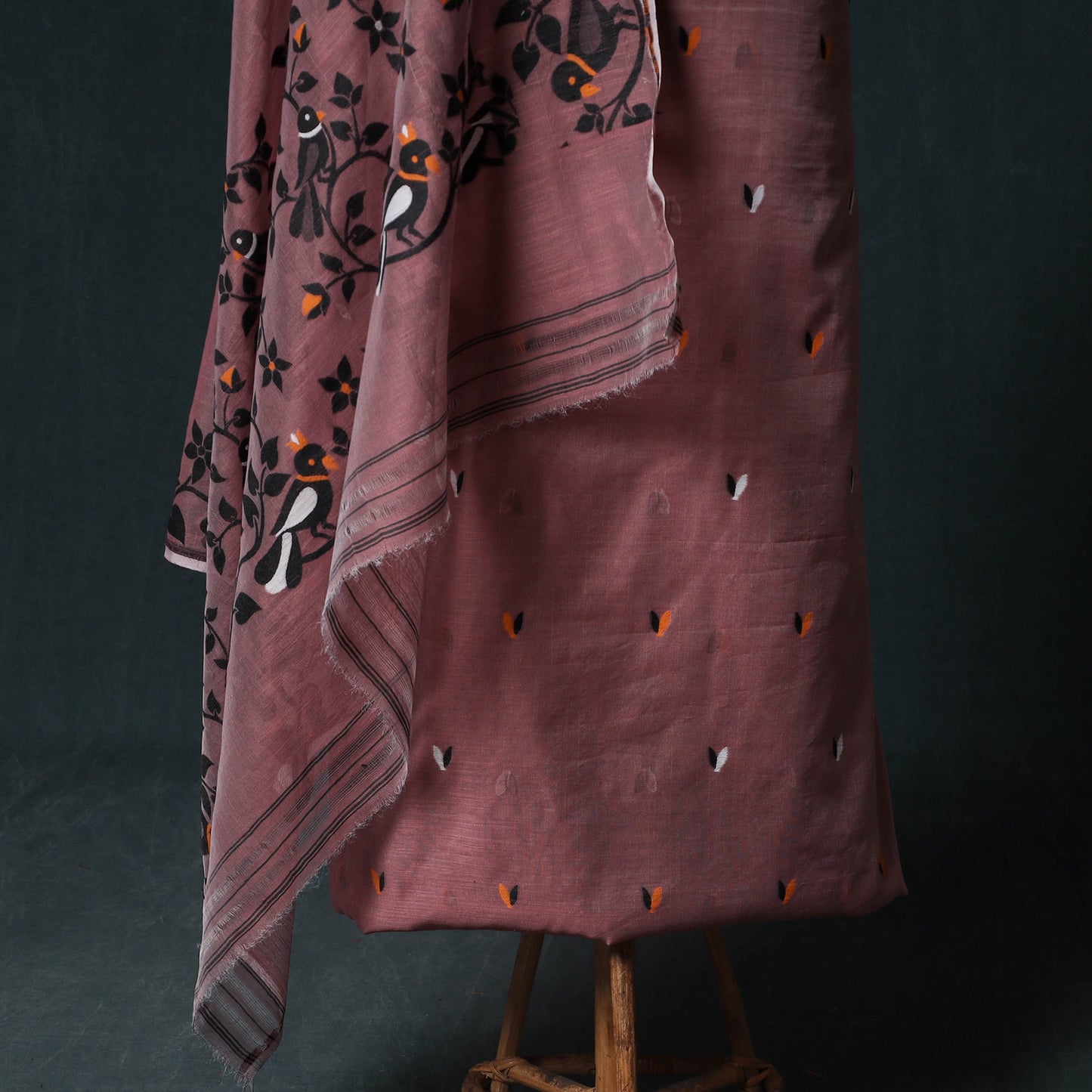 Phulia Jamdani Silk Cotton 2pc Unstitched Dress Material Kurta Set 10