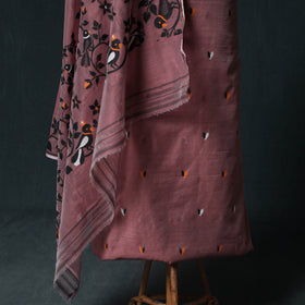 Phulia Jamdani Silk Cotton 2pc Unstitched Dress Material Kurta Set 10