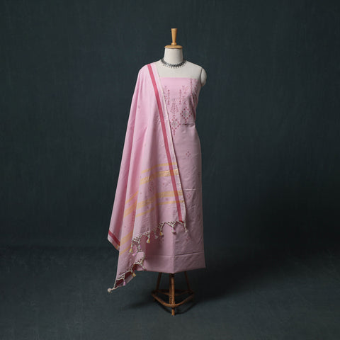 Handwoven Tangaliya Cotton 3pc Unstitched Dress Material Suit Set 14