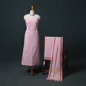 Handwoven Tangaliya Cotton 3pc Unstitched Dress Material Suit Set 14