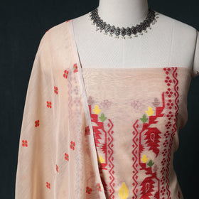 Phulia Jamdani Silk Cotton 2pc Unstitched Dress Material Kurta Set 11