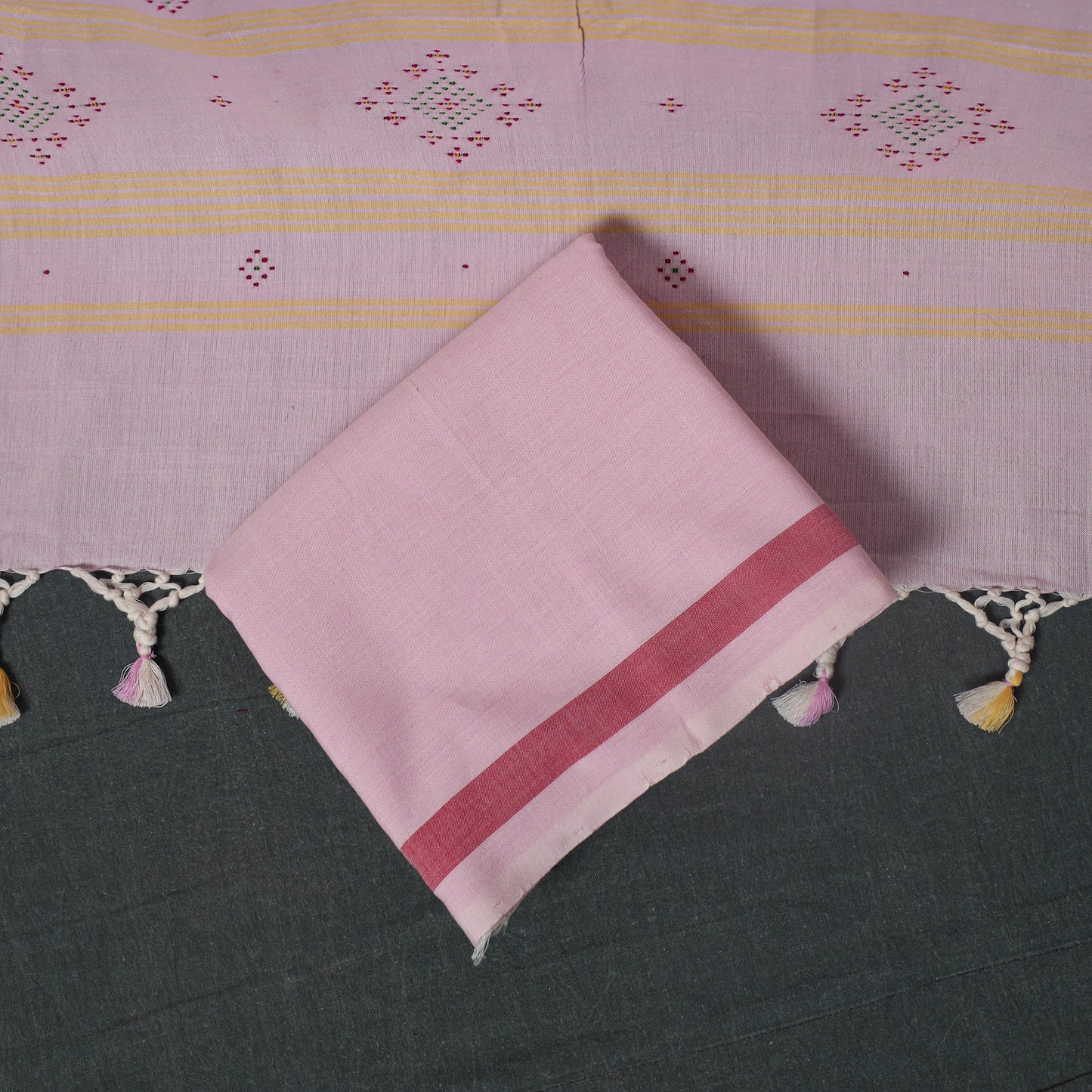Handwoven Tangaliya Cotton 3pc Unstitched Dress Material Suit Set 14