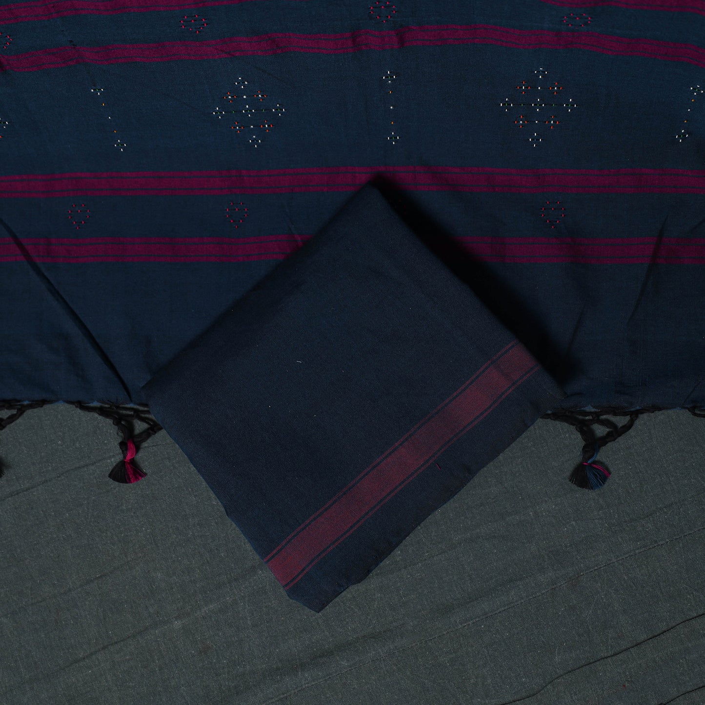 Handwoven Tangaliya Cotton 3pc Unstitched Dress Material Suit Set 15