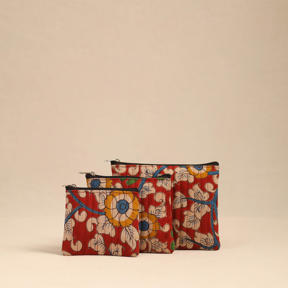 Red - Handmade Cotton Utility Pouches (Set of 3) 04